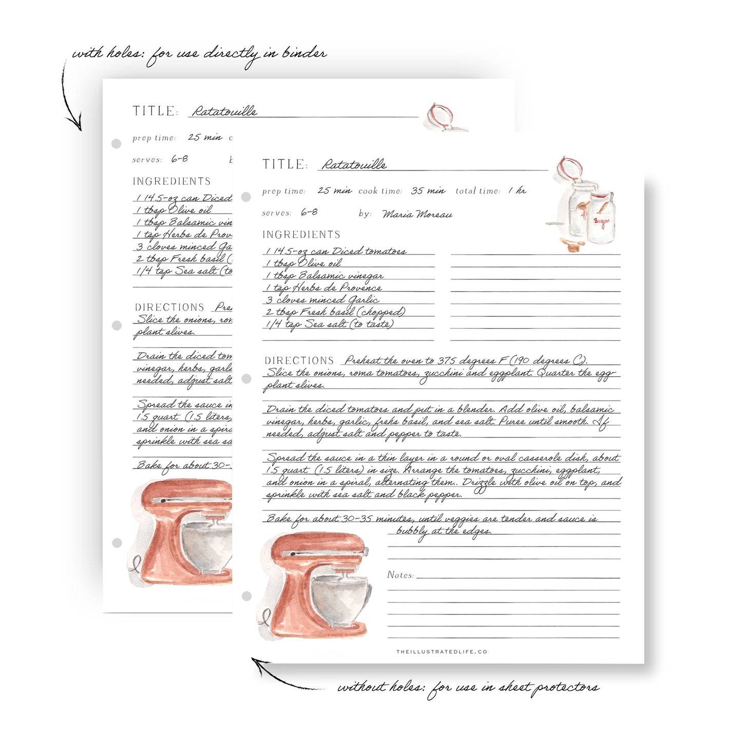 Recipe Binder Filler Pages: Dutch Oven (Blue)