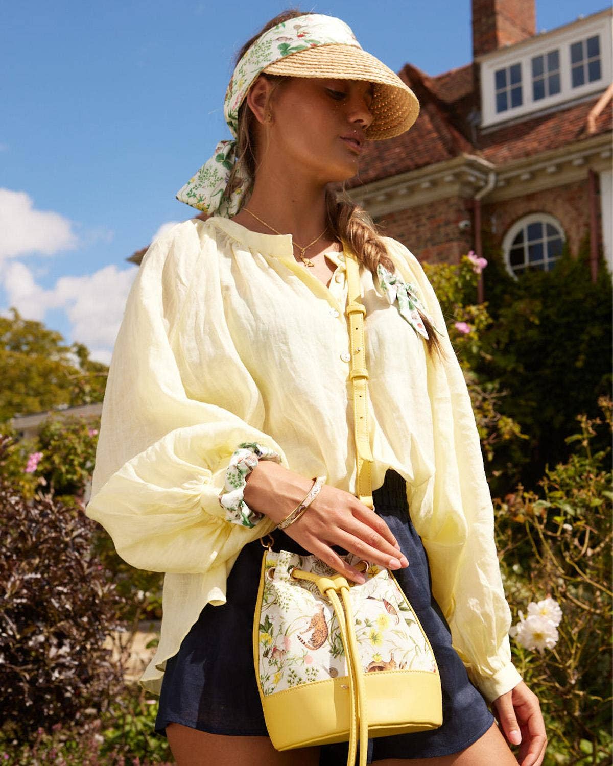 FABLE Meadow Creatures Marshmallow Yellow Bucket Bag