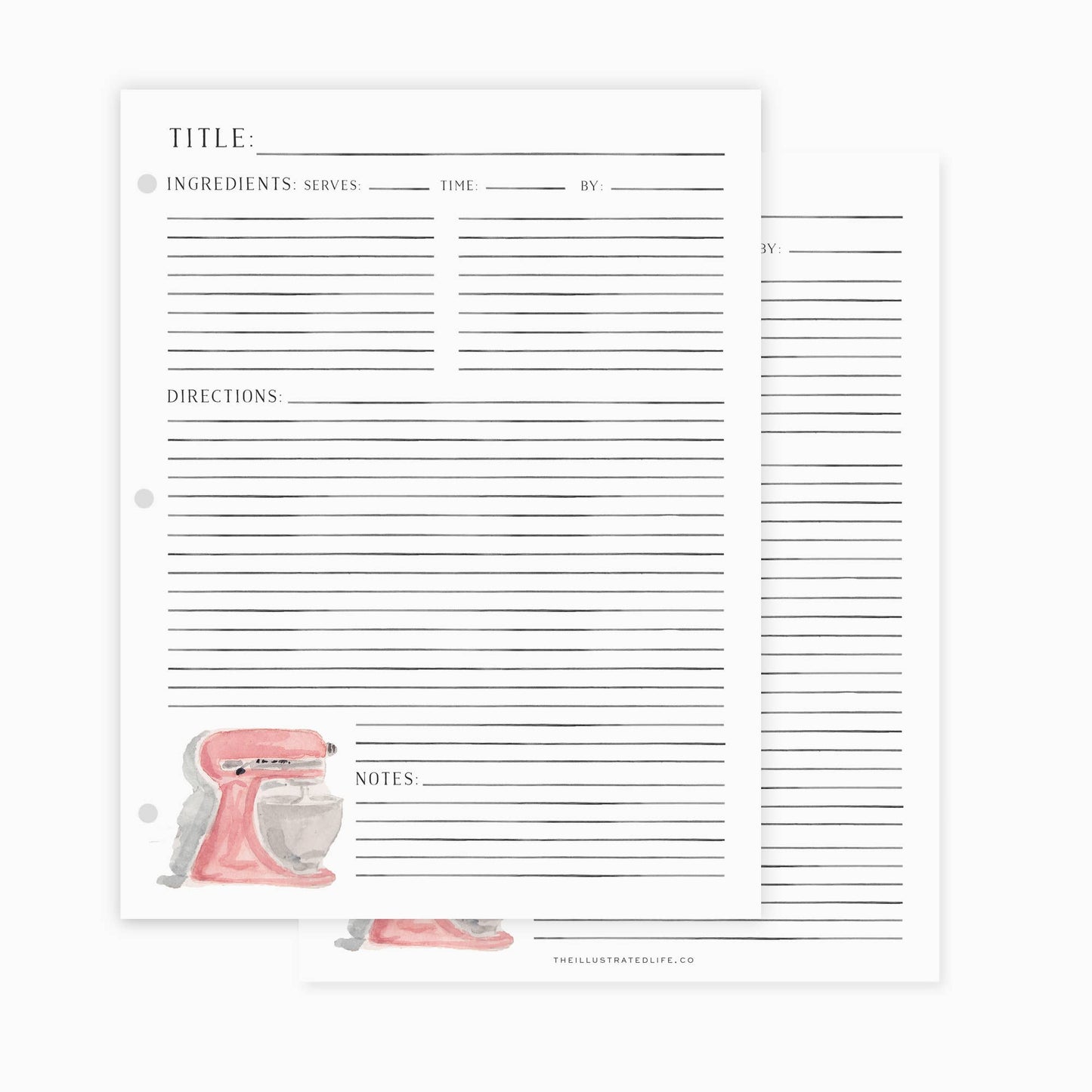 Recipe Binder Filler Pages: Dutch Oven (Blue)