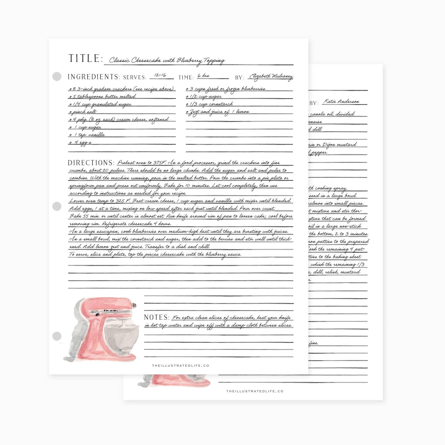 Recipe Binder Filler Pages: Dutch Oven (Blue)