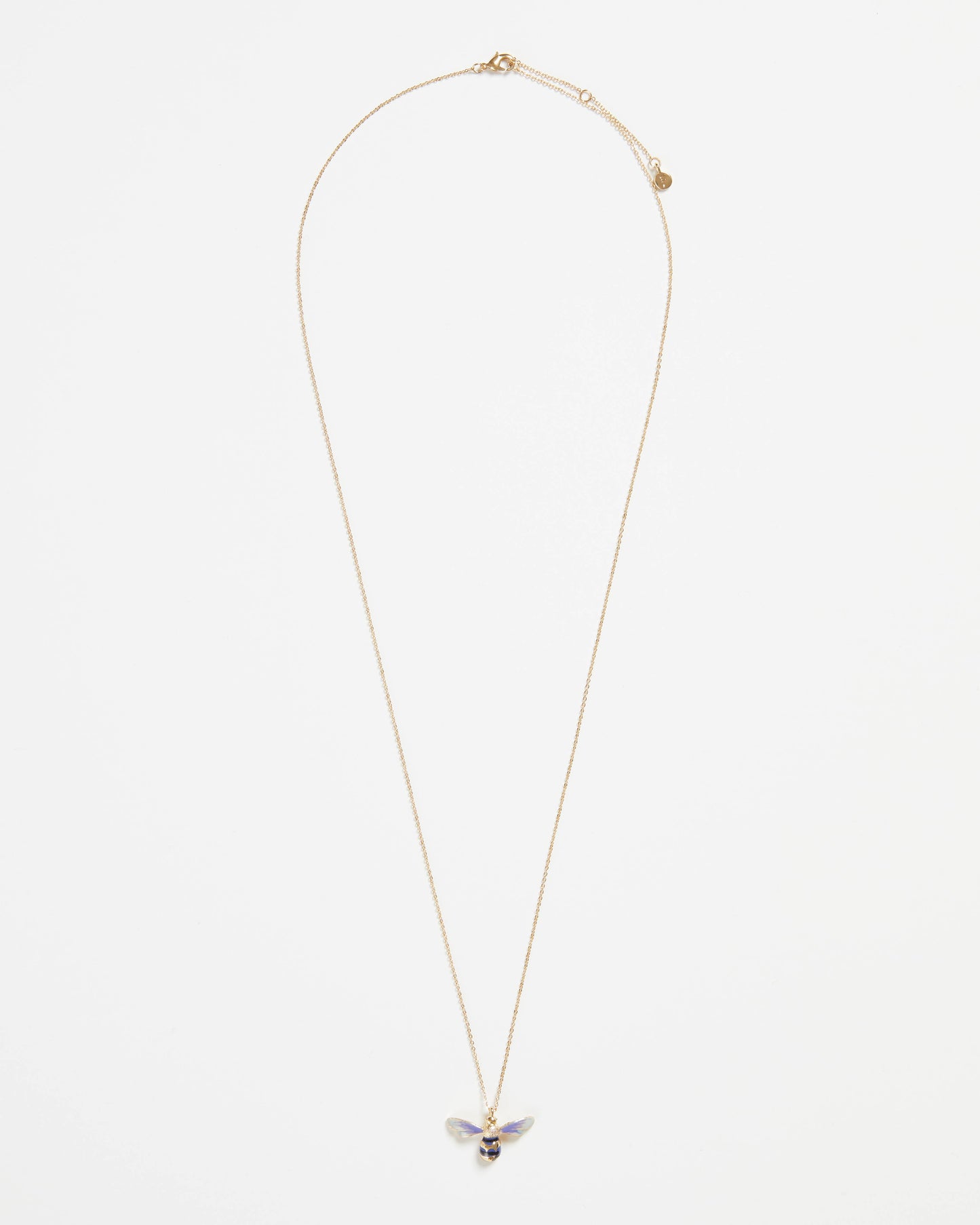 FABLE Enamel Bee Long Necklace - Green Hanging