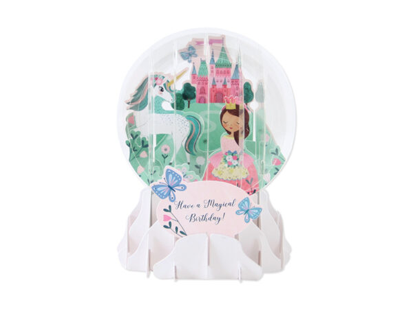 Princess and Unicorn Pop-Up Globe card