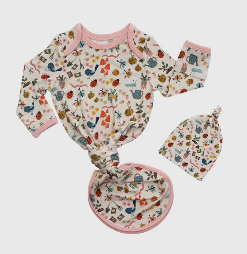 Garden Friends Bugs Bamboo Baby Gown + Hat
