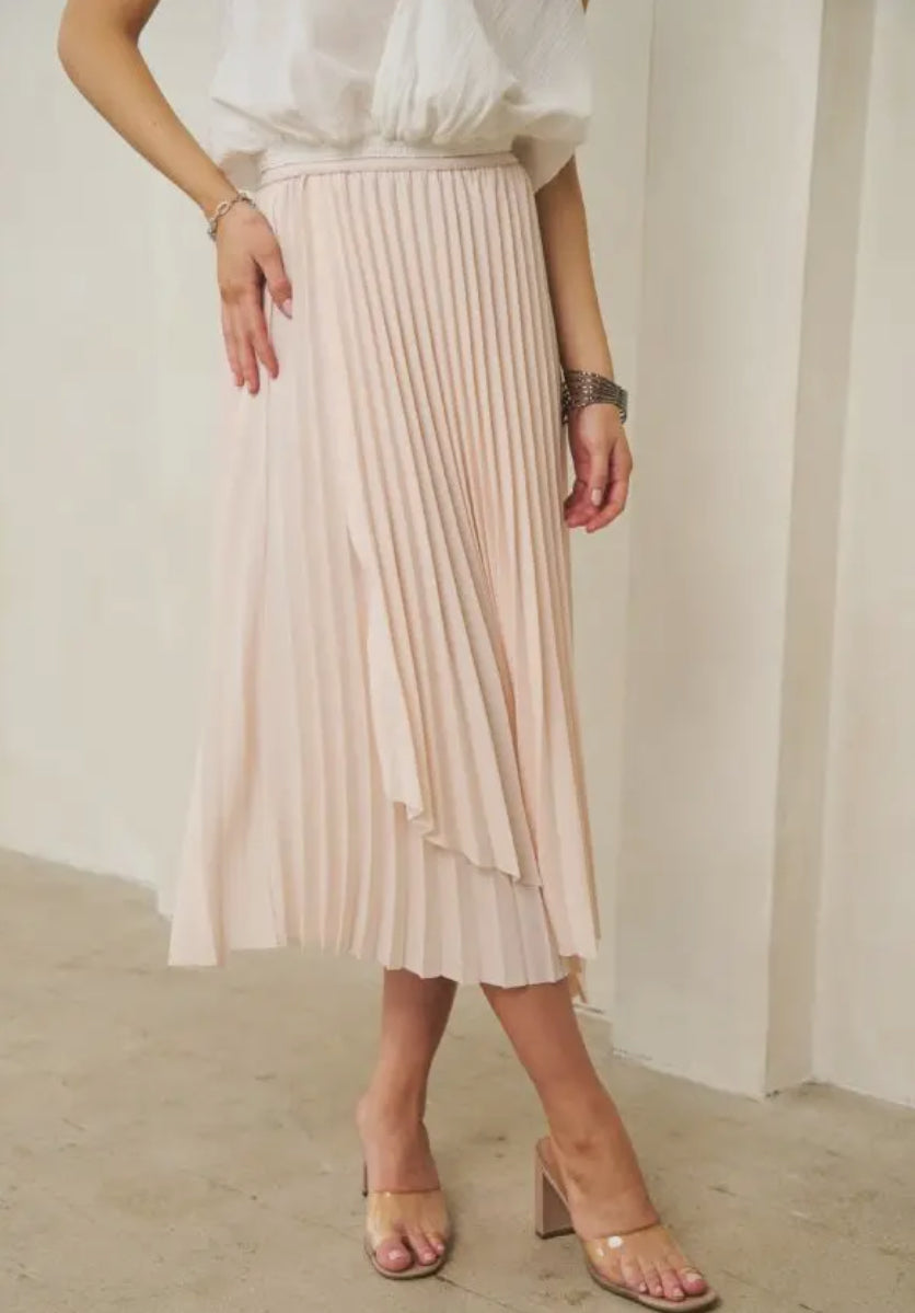 Symmetrical Hem Pleated Skirt