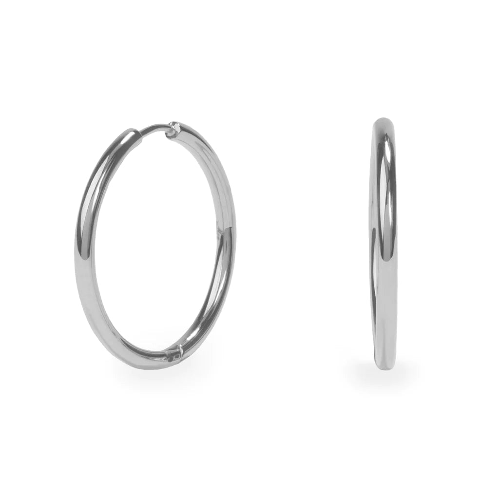 Stainless Plain Hoop Earrings 30mm