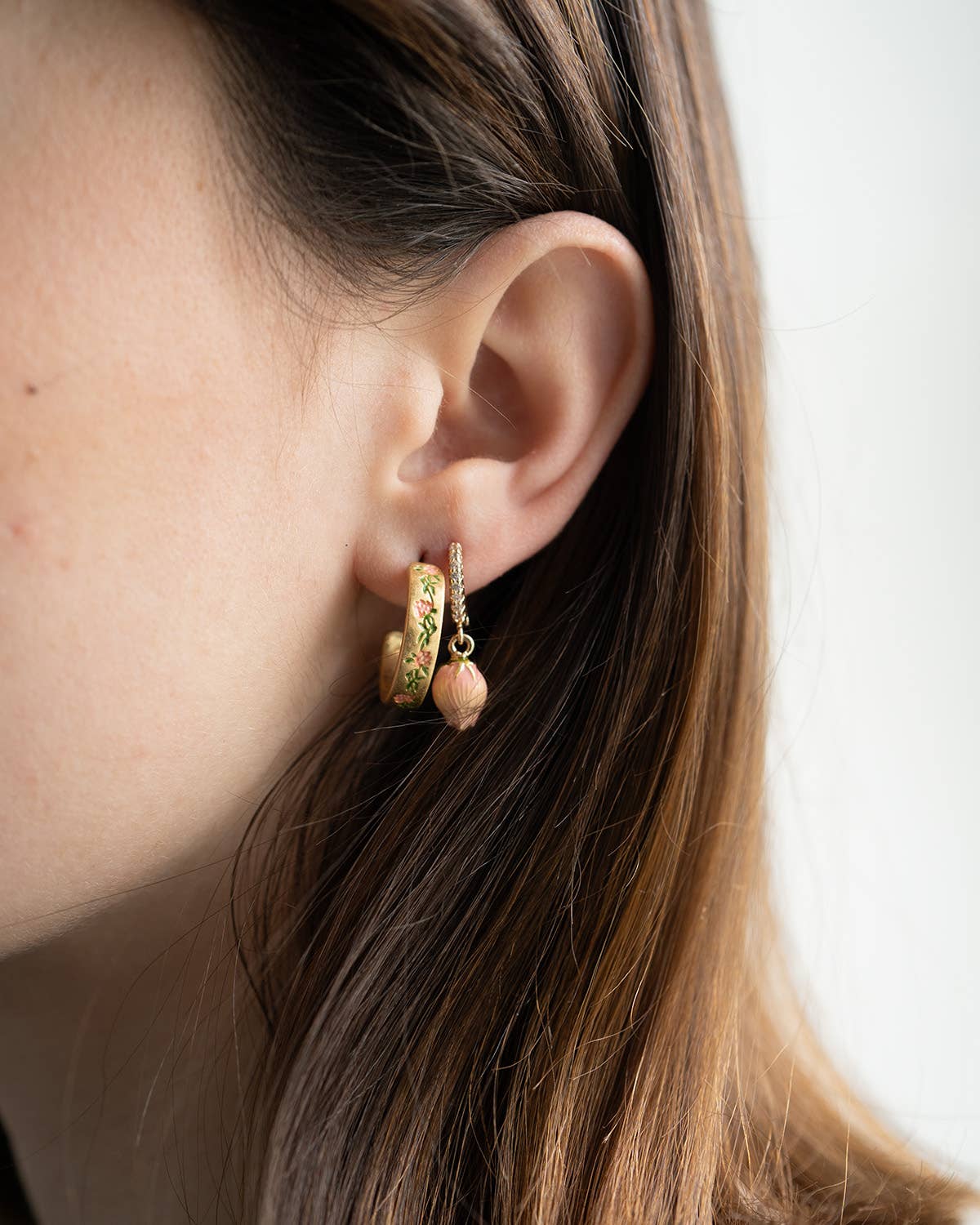 FABLE Pink Oxalis Hoop Earrings