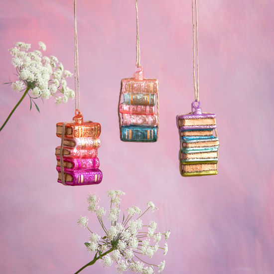 Book Stack Ornament Glass Ornament