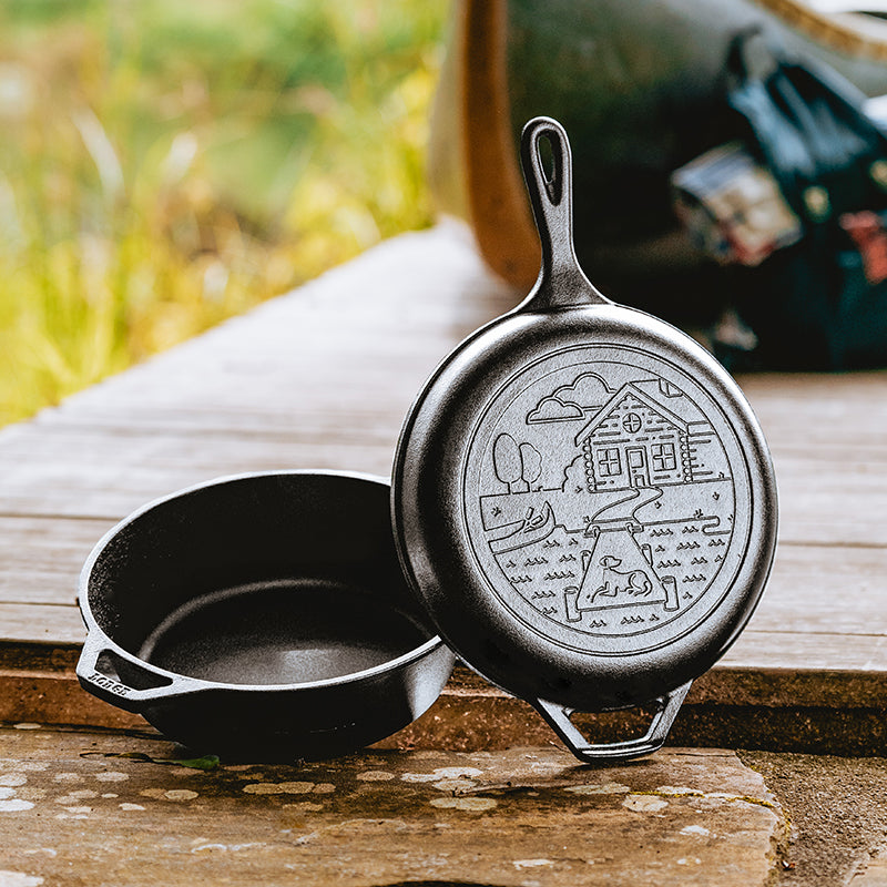 Lodge Wanderlust 3.2 Quart Seasoned Cast Iron Cabin Combo Cooker