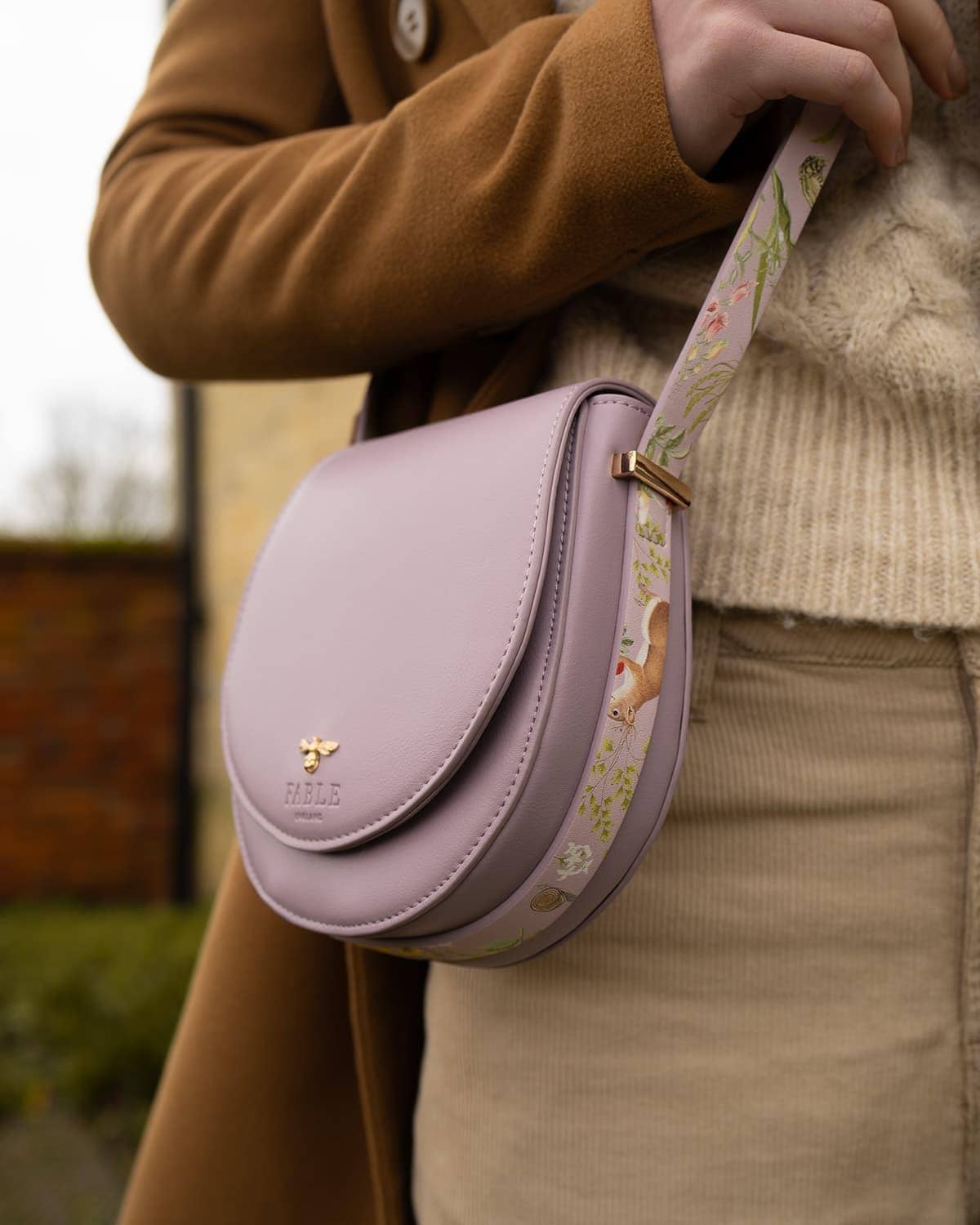 FABLE Meadow Creatures Lilac Saddle Purse