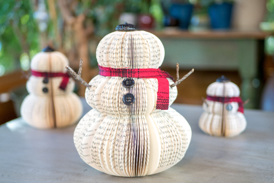 Book Page Snowman-Christmas Decor-Book Gift-Literary Decor: Medium