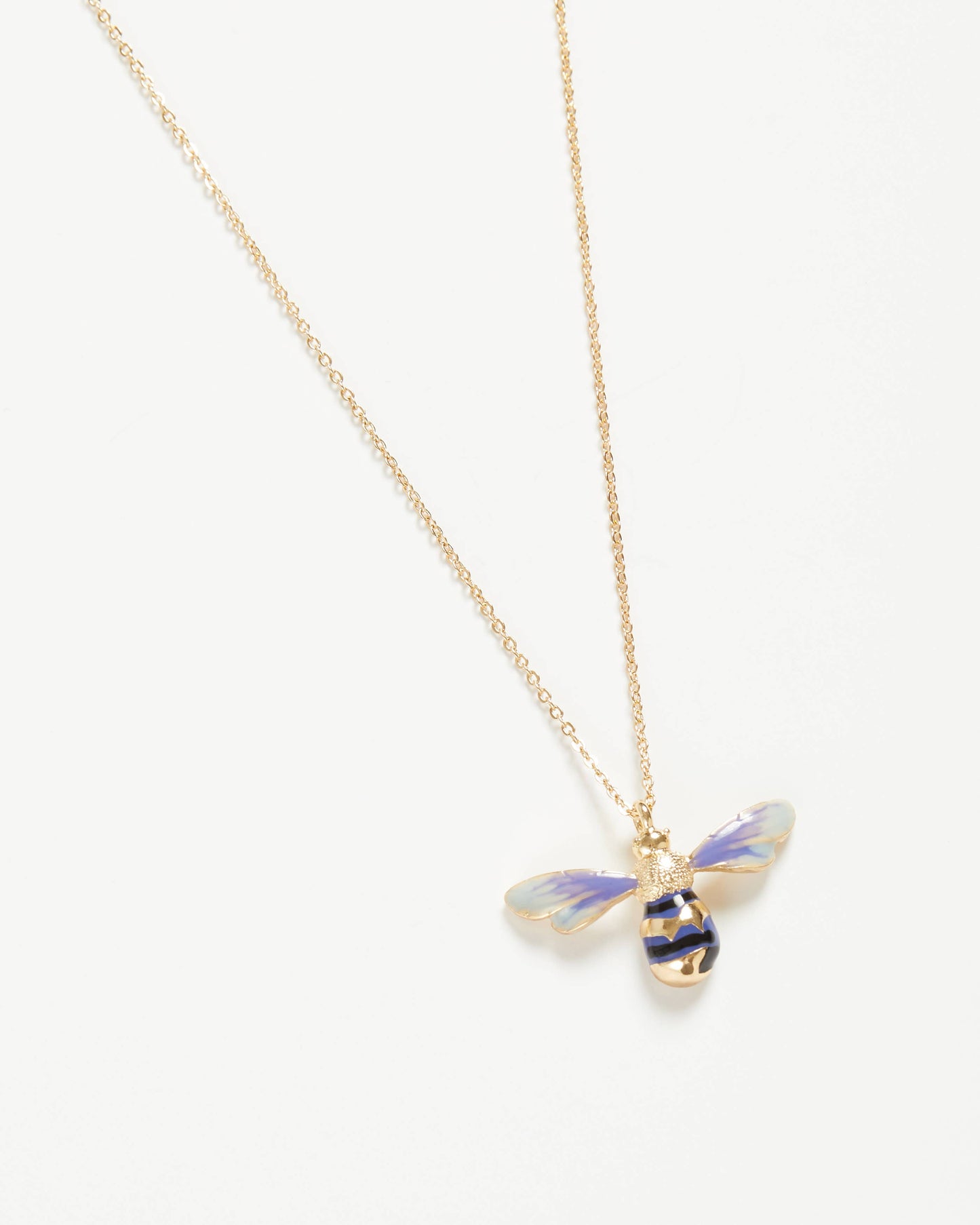 FABLE Enamel Bee Long Necklace - Green Hanging