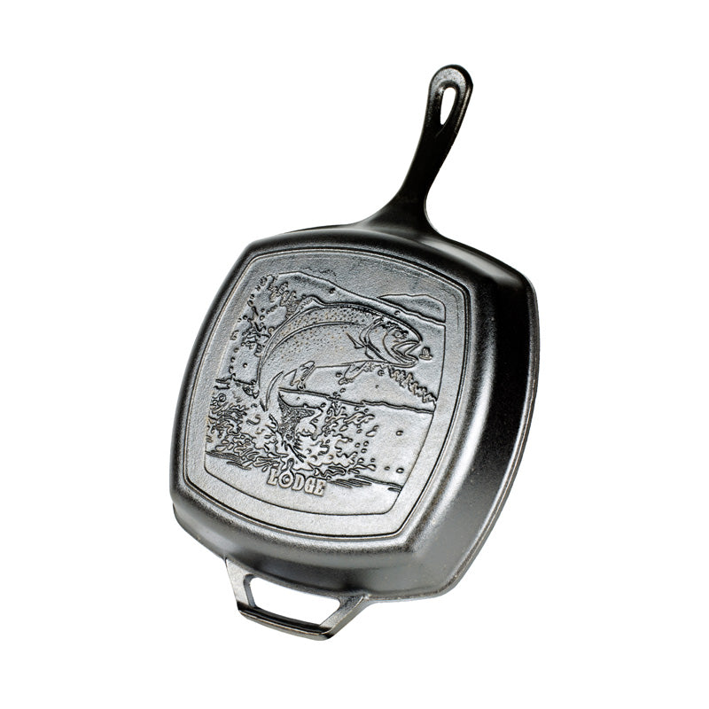 Lodge Wildlife Series™ 10.5 Inch Square Cast Iron Fish Grill Pan
