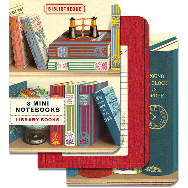 Library Books Mini Notebooks, pack of 3