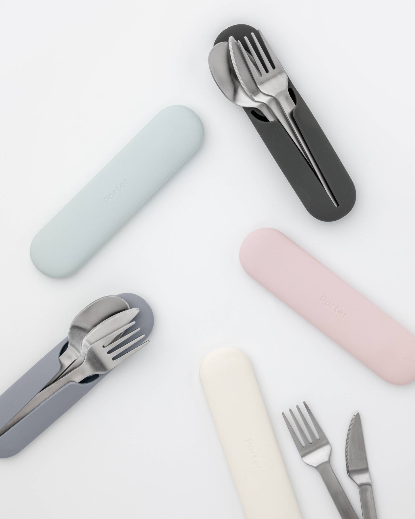 Stainless Steel Utensils Set in Silicone Carry Case