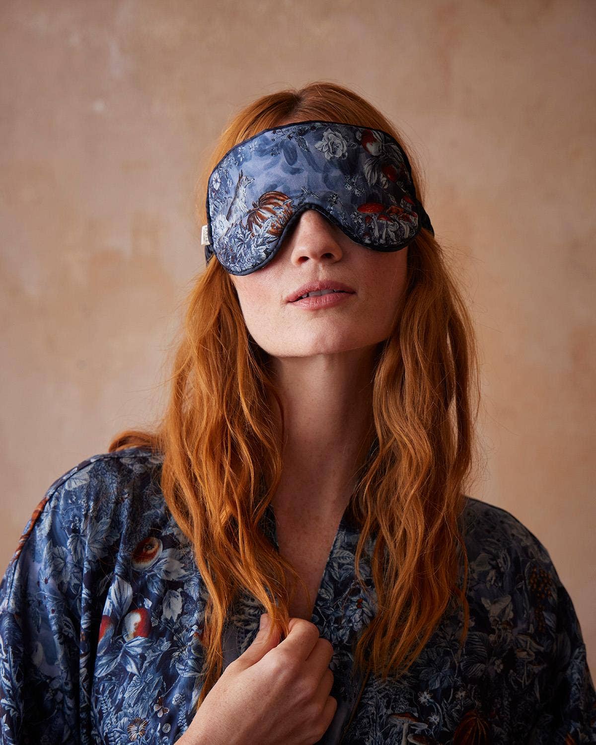 FABLE Nocturnal Garden Sleep Mask Midnight Blue