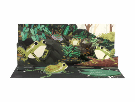 Frogs Panoramic Pop-Up Card