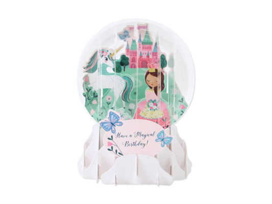 Princess and Unicorn Pop-Up Globe card