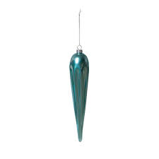 Frosty Blue Glass Icicle Ornament, 14 in