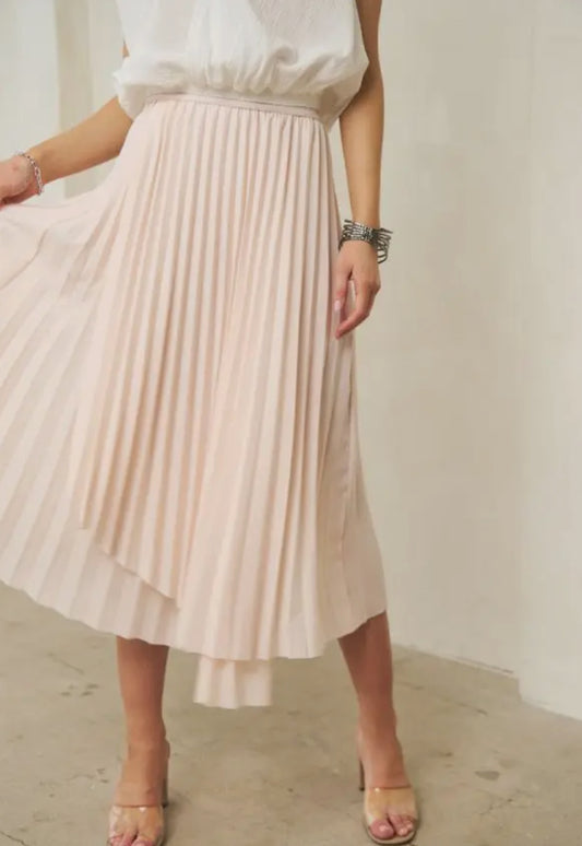 Symmetrical Hem Pleated Skirt