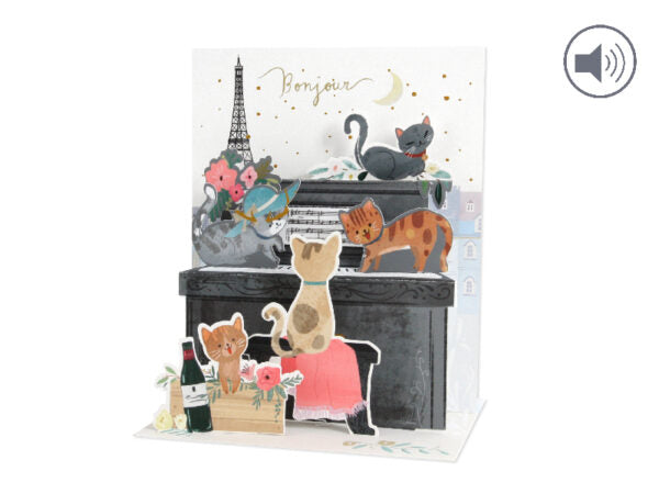 Paris Cats Sight & Sound Pop-Up card