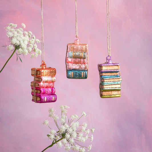 Book Stack Ornament Glass Ornament