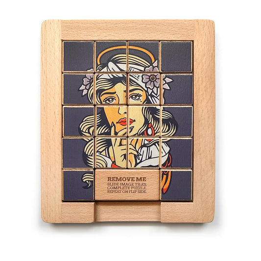 Dualities Wooden Sliding Puzzle: Naughty v. Nice