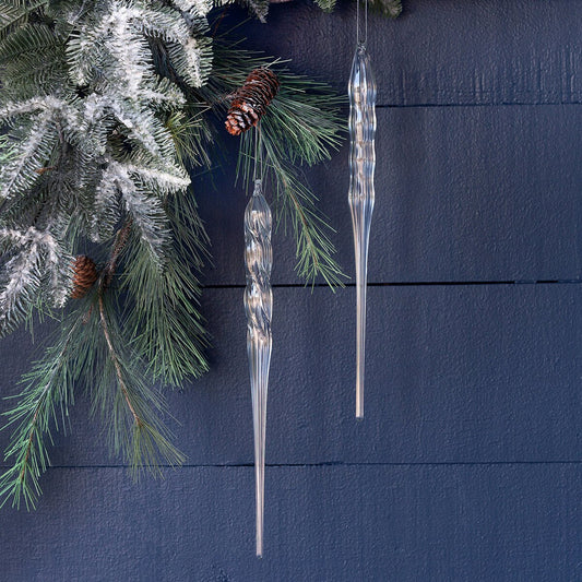 Glass Icicle Ornament, Large, 2 Assoted Styles