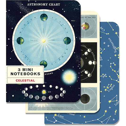 Celestial Mini Notebooks, pack of 3