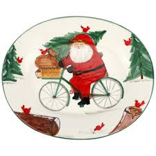 Vietri Old St Nick Oval Bicycle Platter