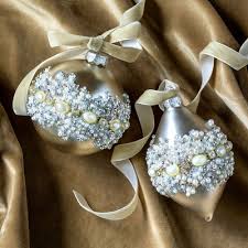 Pearl and Jewel Crusted Glass Ornament, 2 Assorted Styles