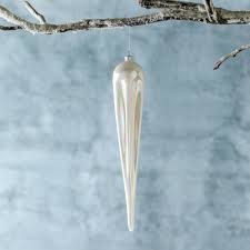 Frosty Pearl Glass Icicle Ornament, 14 in.