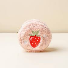 Strawberry Circle Teddy Pouch
