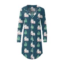 Peacock Yeti Long Sleeve Button Down Night Shirt