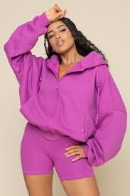 Zip Cloud Hoodie-Royal Orchid