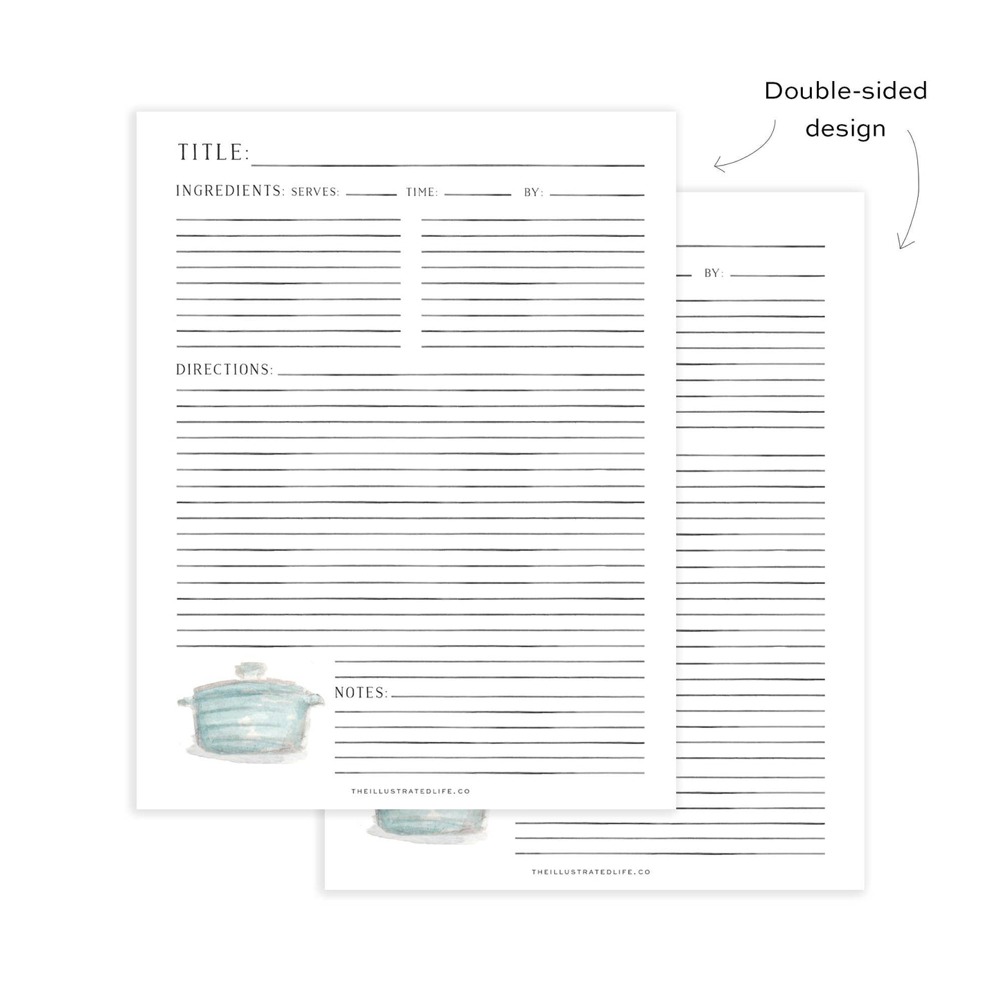 Recipe Binder Filler Pages: Dutch Oven (Blue)