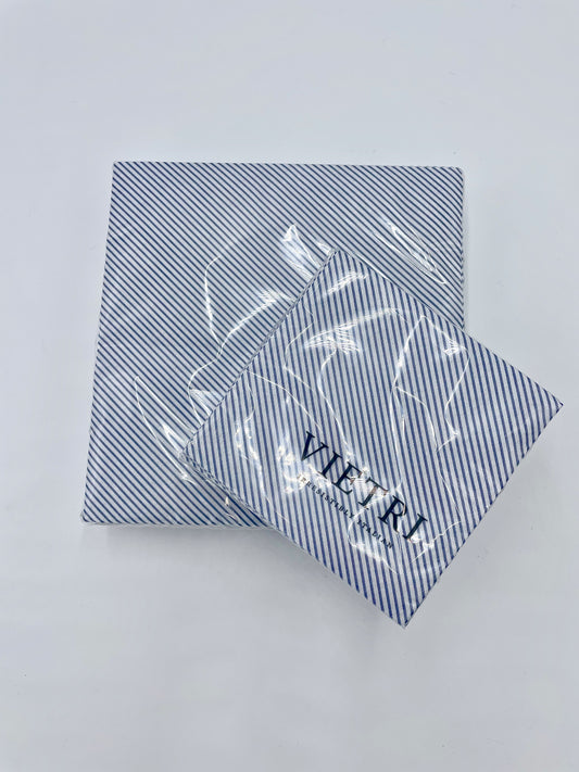 Vietri Papersoft Seersucker Stripe Blue Dinner Napkins (Pack of 20)
