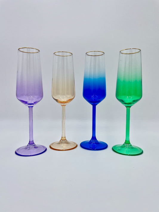 Vietri Rainbow Assorted Champagne Flutes