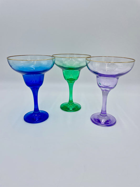 Vietri Rainbow Assorted Margarita Glasses