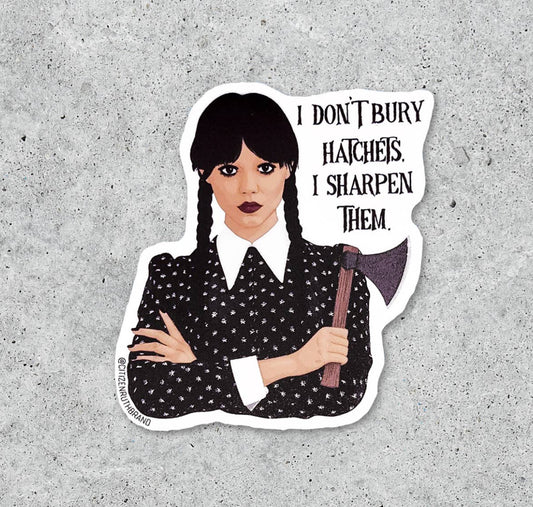Wednesday Hatchet Sticker